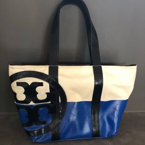 Tory Burch linen and coated canvas purse